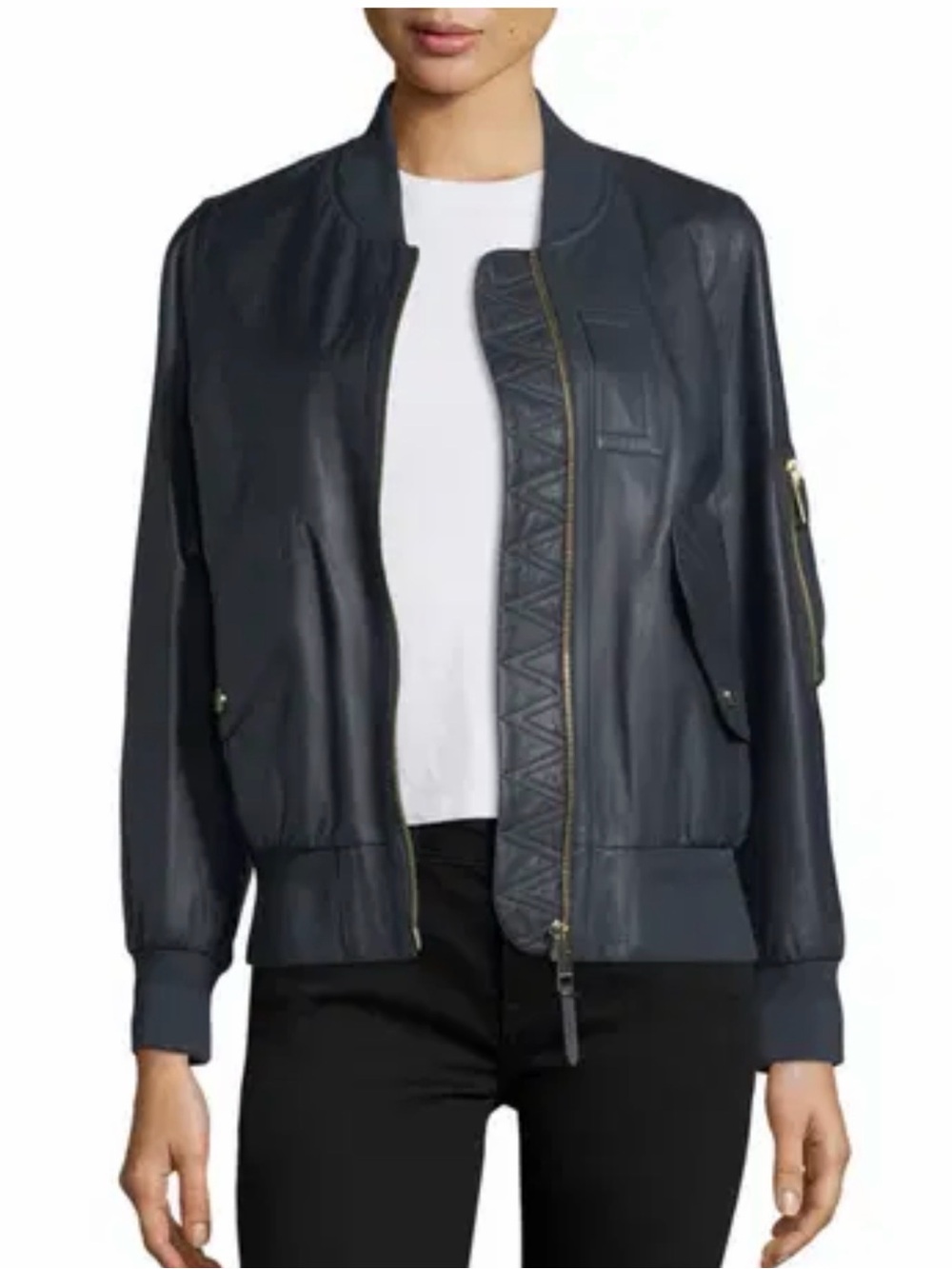 BURBERRY Gorgeous Deep Navy Lamb Leather Bomber Jacket 4 NEW $4,890!!